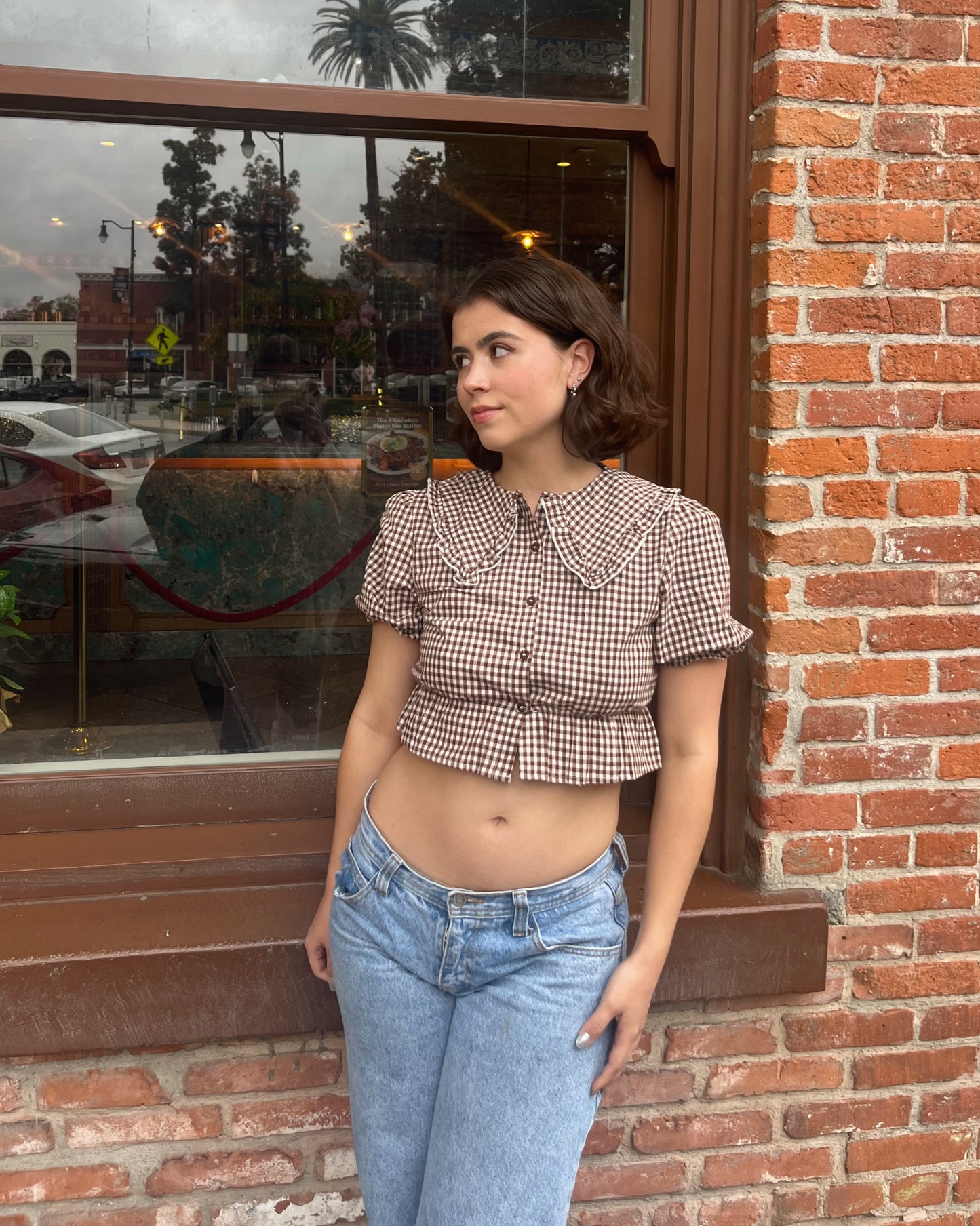 Chocolate Gingham Top