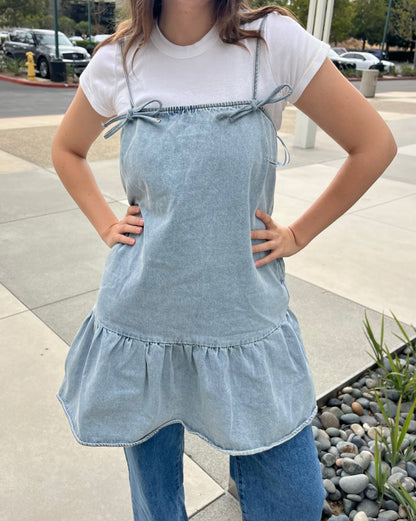 Blue Bow Denim Dress