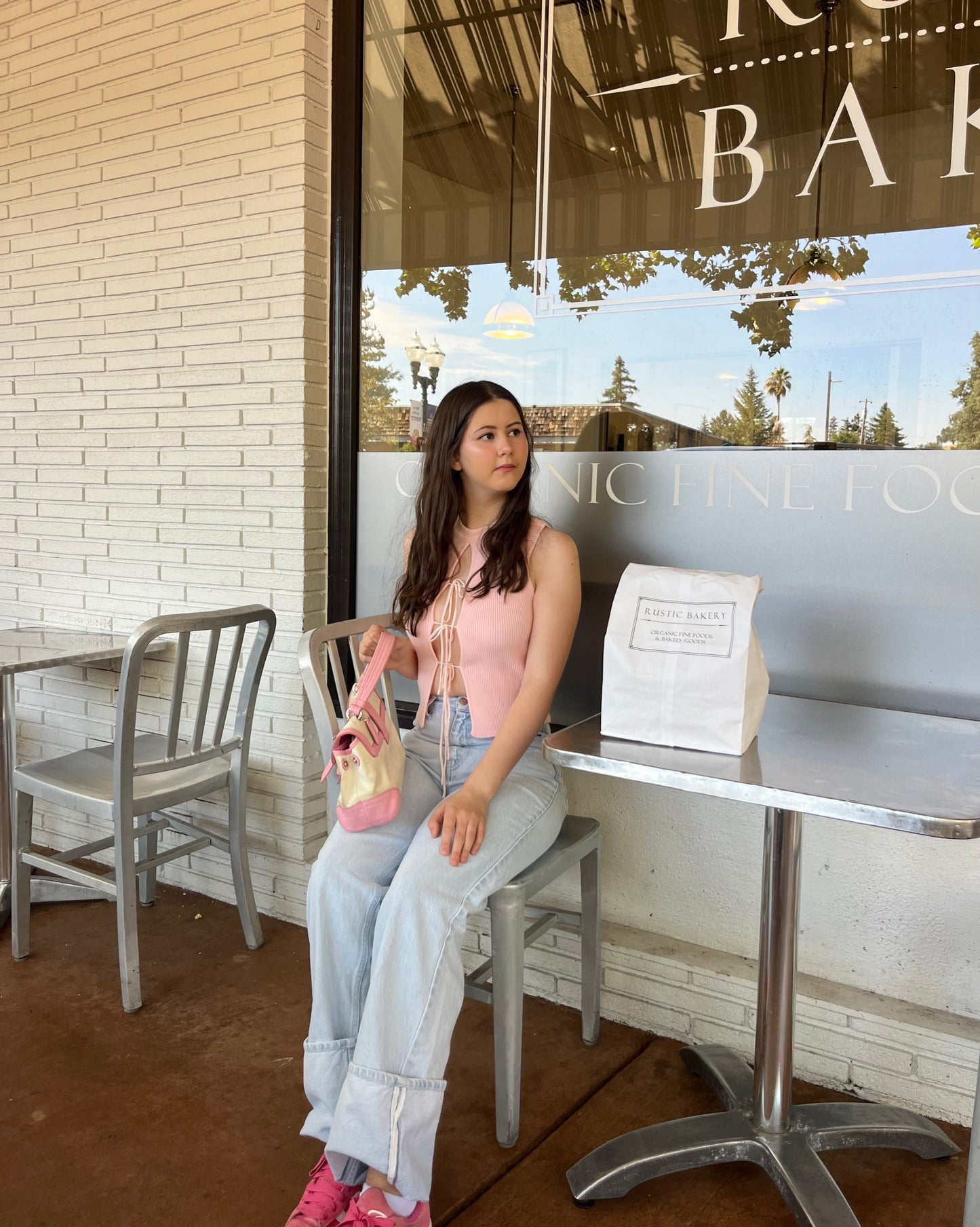 Strawberry Milk Front Bow Tie Top