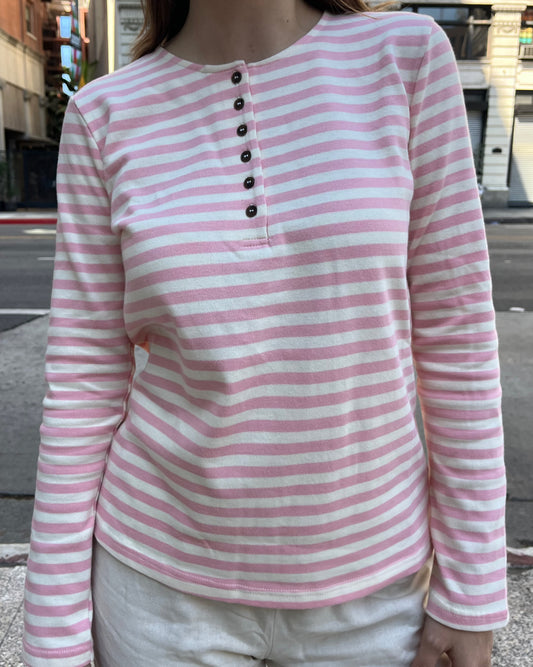 Girl Next Door Pink and White Stripe Shirt