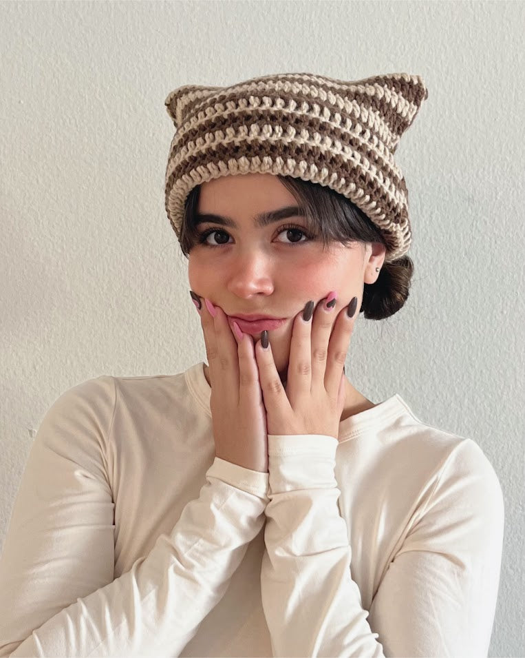 Cat Ear Crochet Beanie