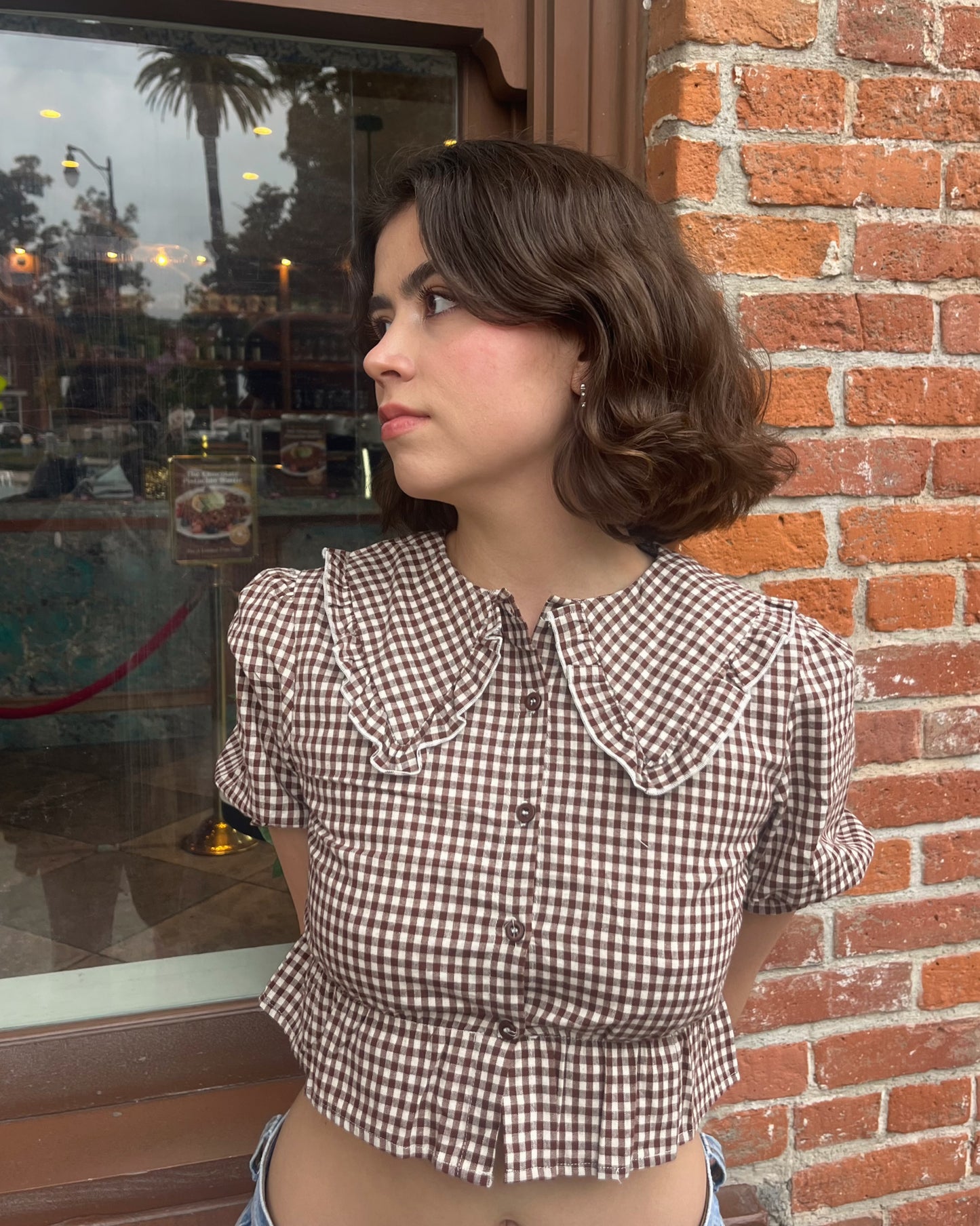 Chocolate Gingham Top