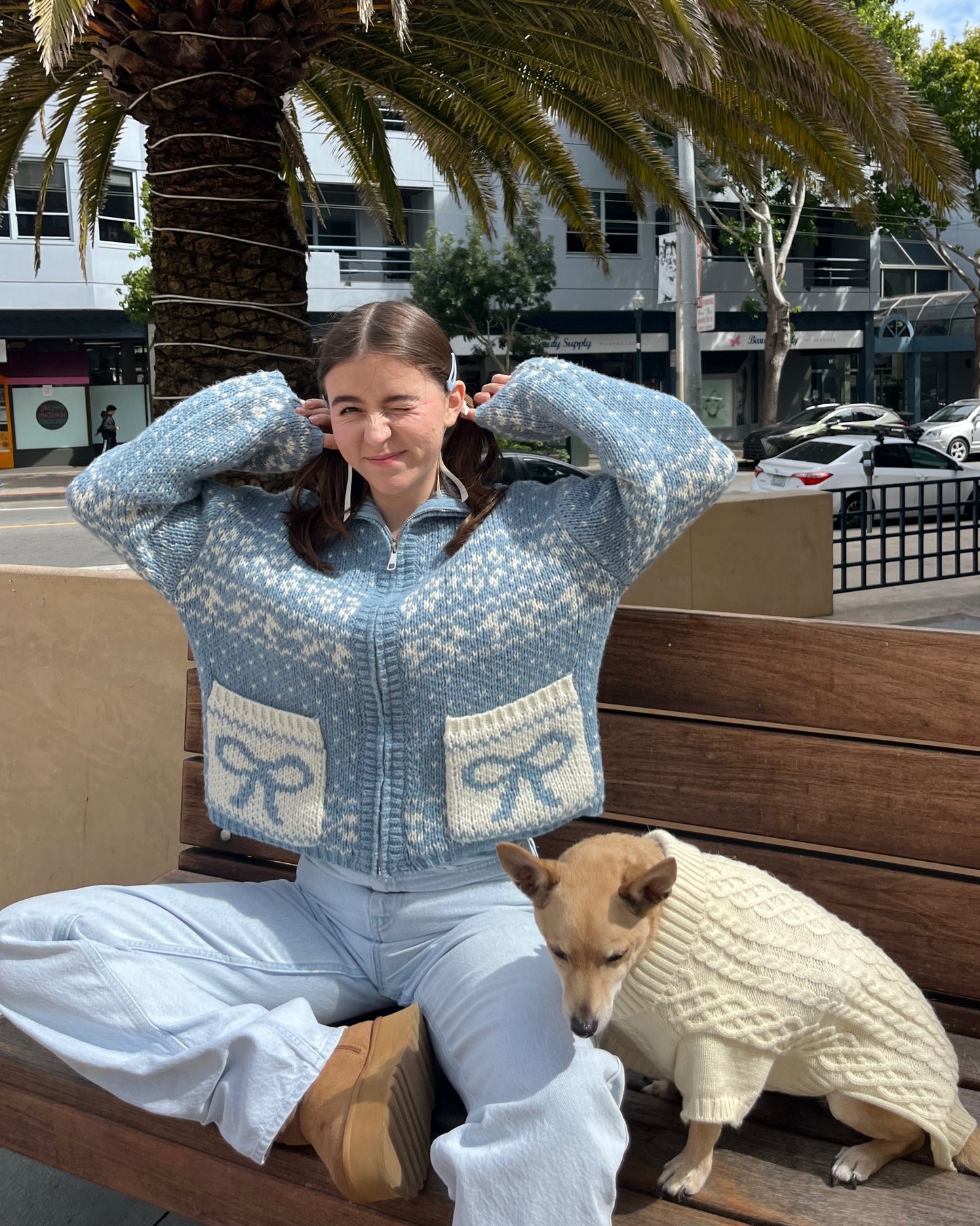 Baby Blue Ribbon Sweater Cardigan