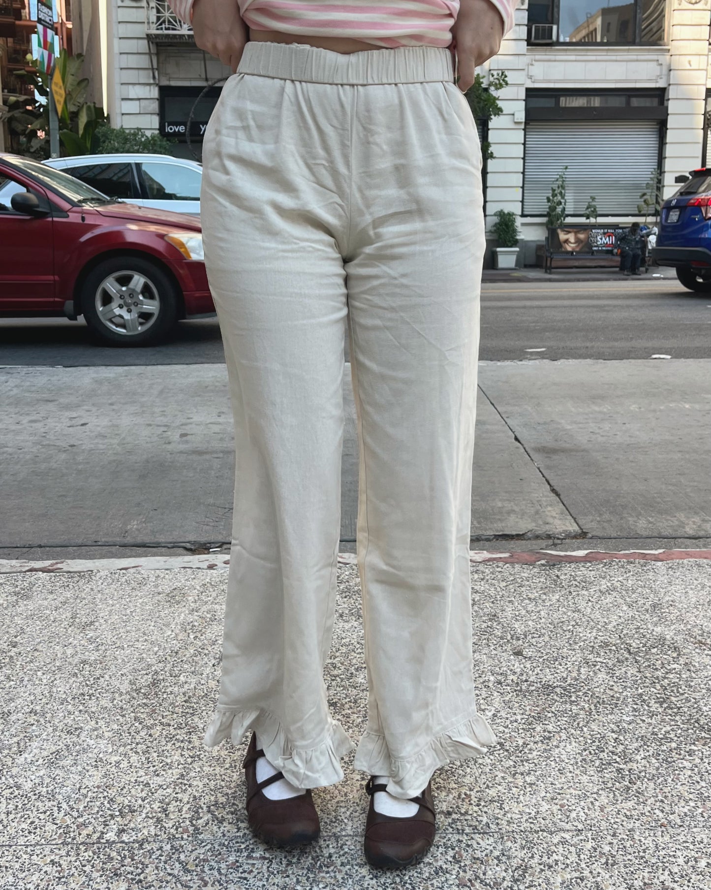 Oatmeal Ruffled Pants