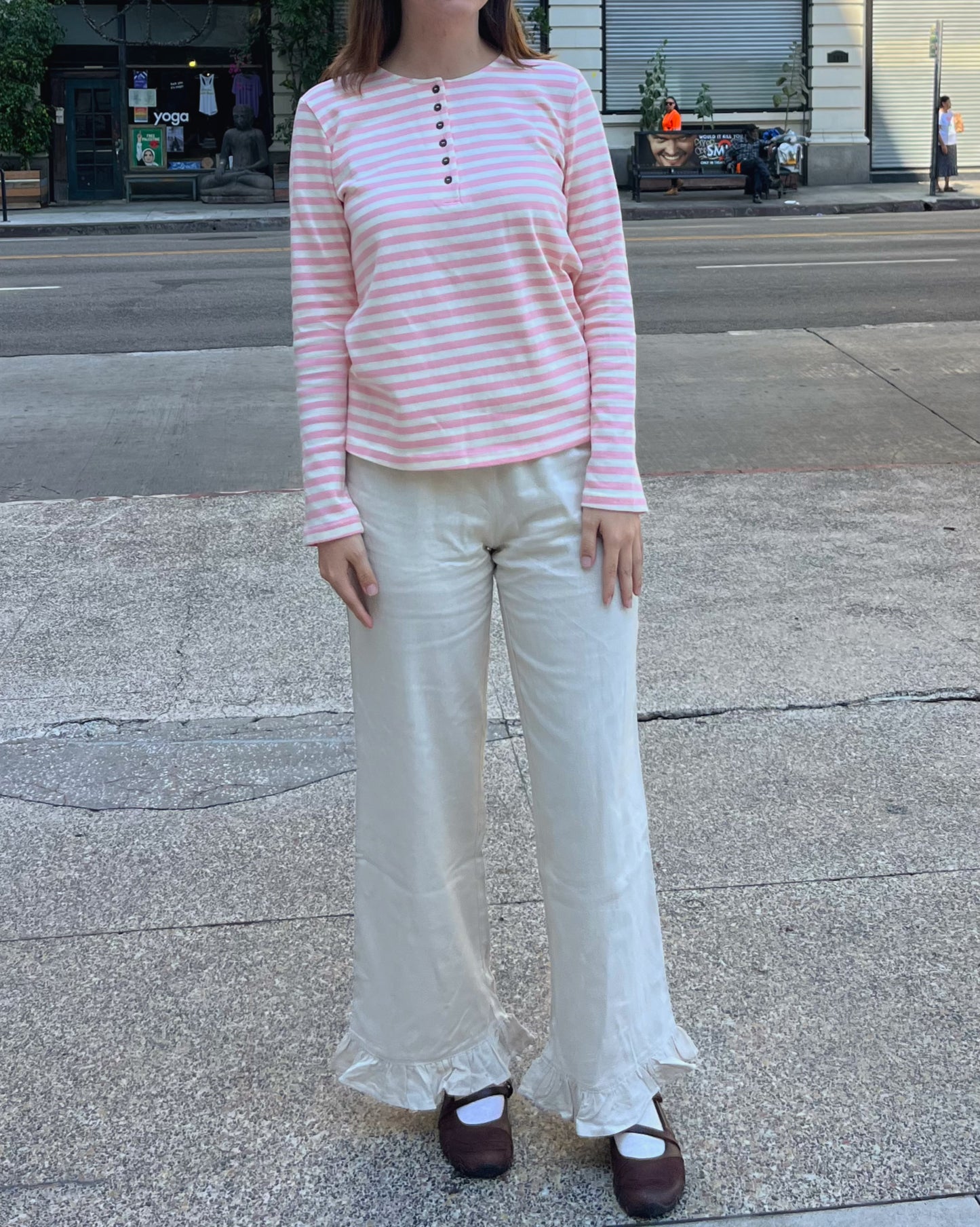 Girl Next Door Pink and White Stripe Shirt