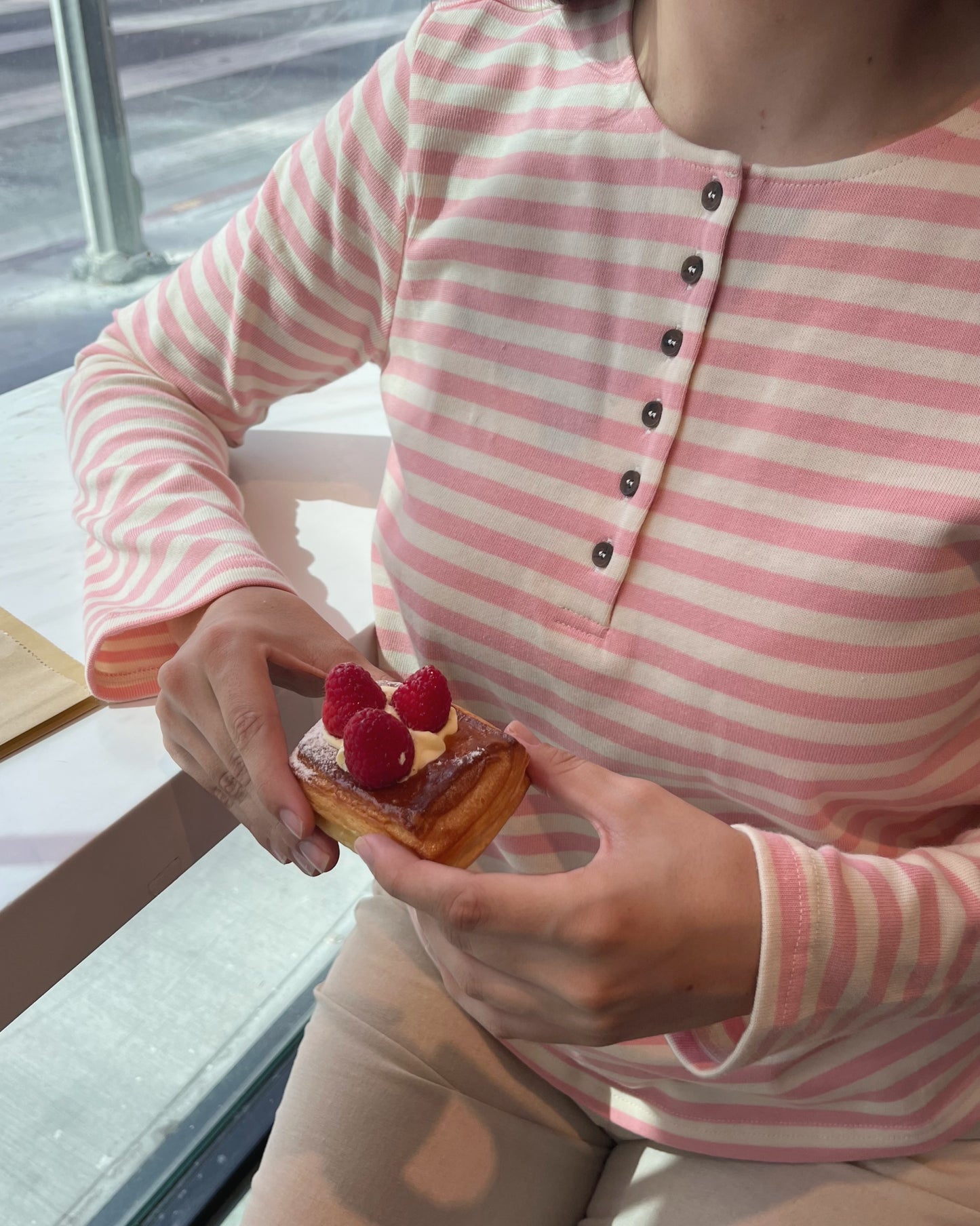 Girl Next Door Pink and White Stripe Shirt