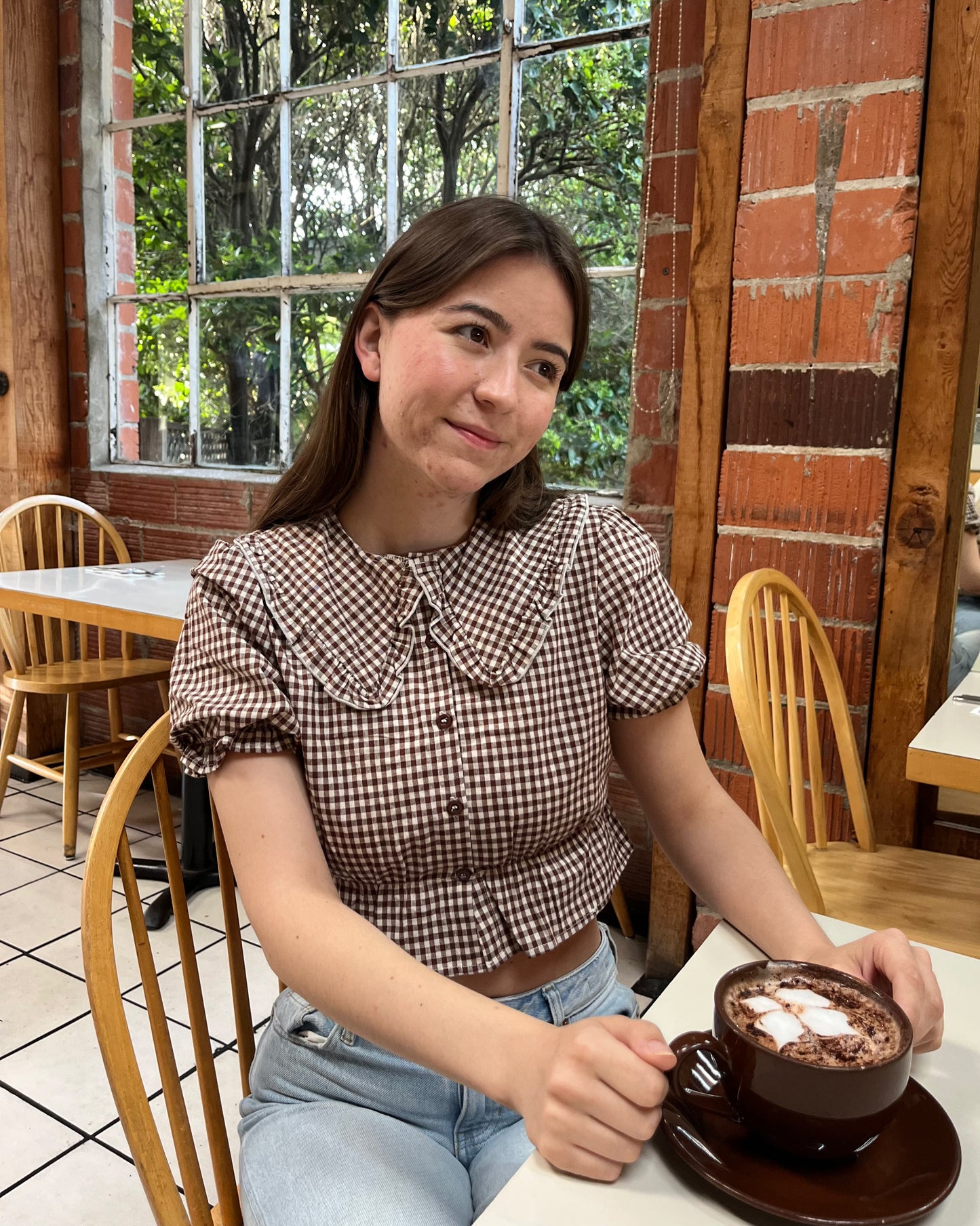 Chocolate Gingham Top