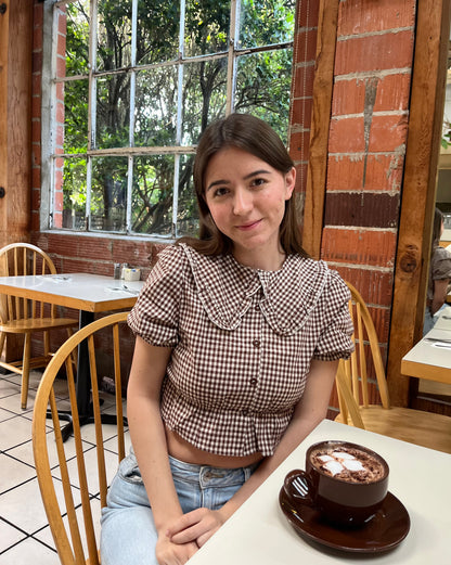 Chocolate Gingham Top