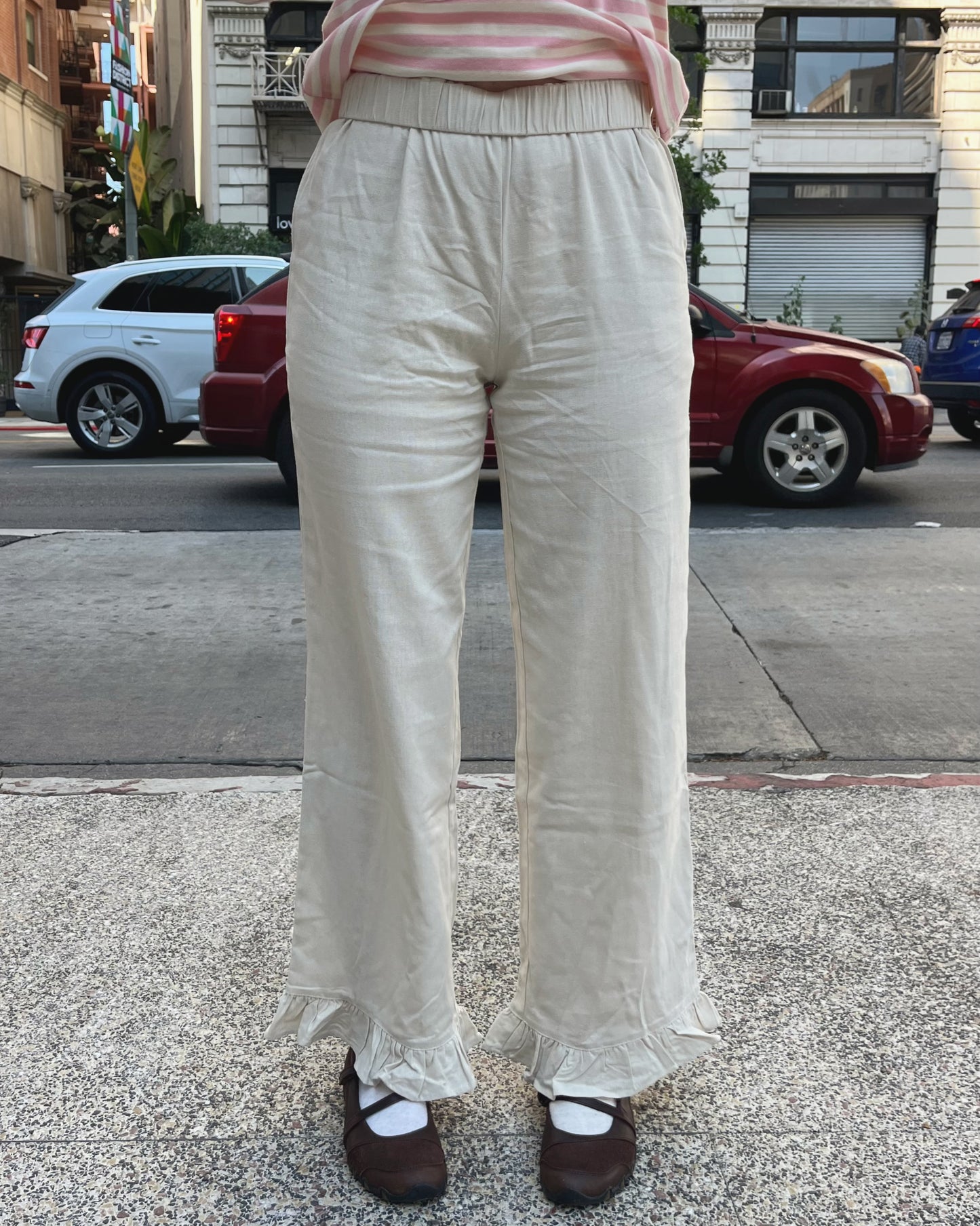 Oatmeal Ruffled Pants