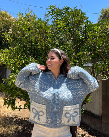 Baby Blue Ribbon Sweater Cardigan