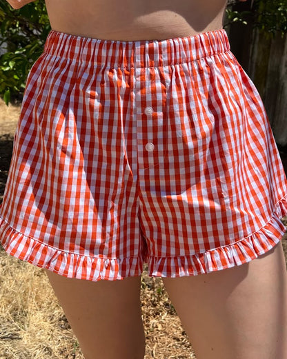 Persimmon Picnic Ruffled Shorts