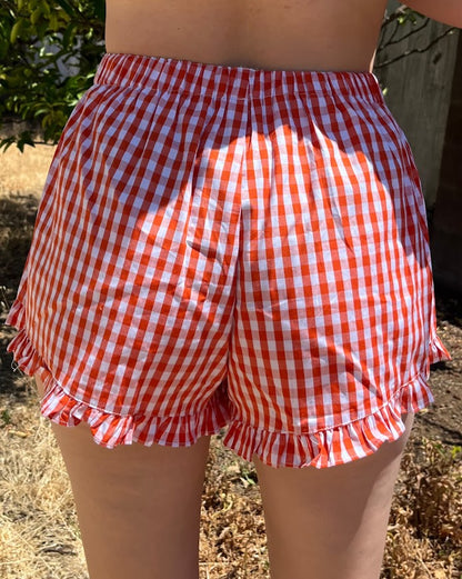 Persimmon Picnic Ruffled Shorts