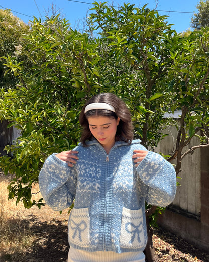 Baby Blue Ribbon Sweater Cardigan